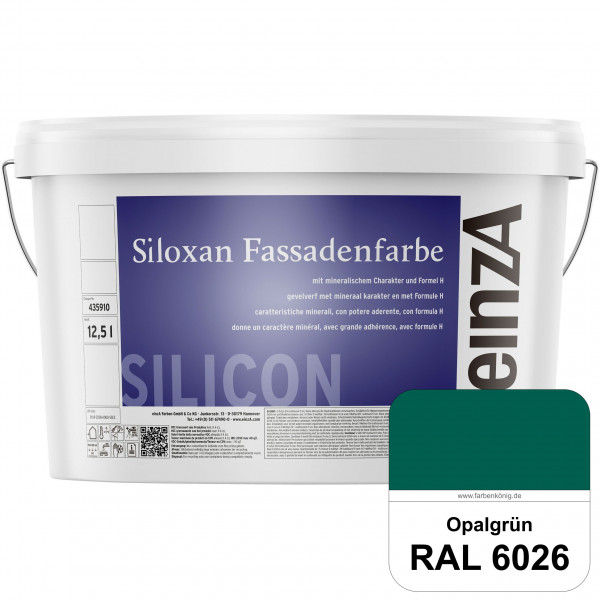 einzA Siloxan Fassadenfarbe (RAL 6026 Opalgrün) Siliconvergütete Fassadenfarbe