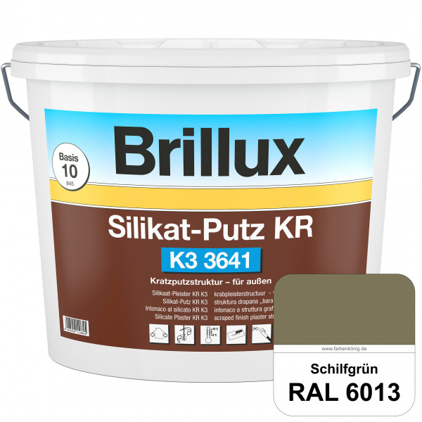 Silikat-Putz KR K3 3641 (RAL 6013 Schilfgrün) Dekorativer Kratzputz auf Silikatbasis