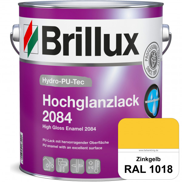 Hydro-PU-Tec Hochglanzlack 2084 (RAL 1018 Zinkgelb) wasserbasierter Hochglanzlack für Holz, Zink, Al