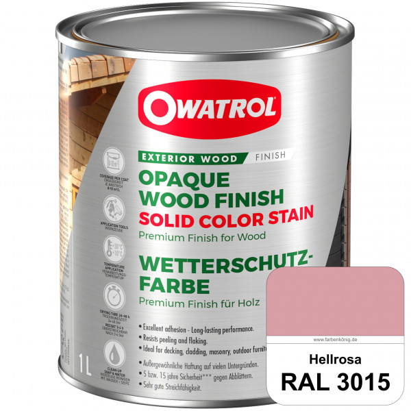Solid Color Stain (RAL 3015 Hellrosa) deckende und matte Wetterschutzfarbe außen