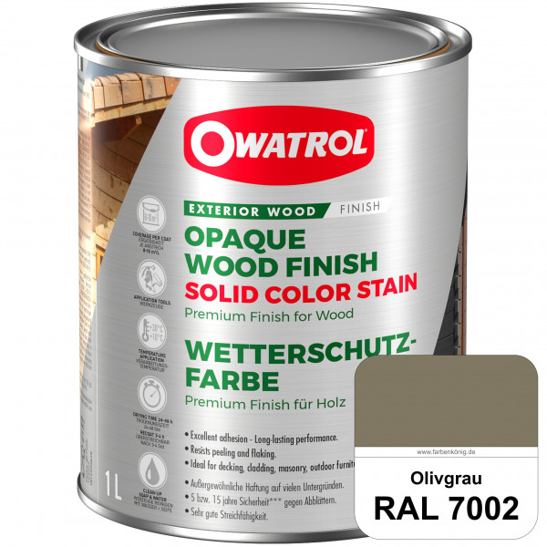 Solid Color Stain (RAL 7002 Olivgrau) deckende und matte Wetterschutzfarbe außen