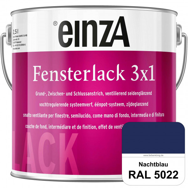einzA Fensterlack 3 x 1 (RAL 5022 Nachtblau) wetterbeständiger & seidenglänzender Fensterlack