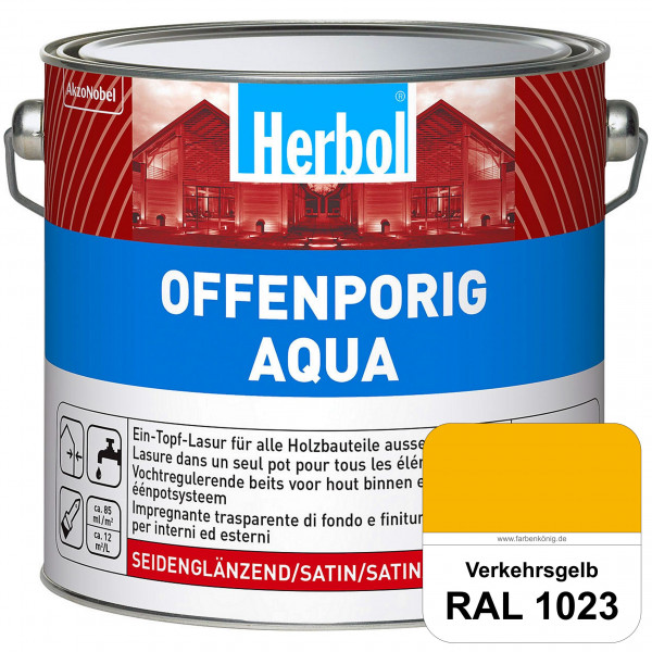 Offenporig Aqua (RAL 1023 Verkehrsgelb) Wasserverdünnbar & hochwertige Ein-Topf-Holzlasur - Feuchtes