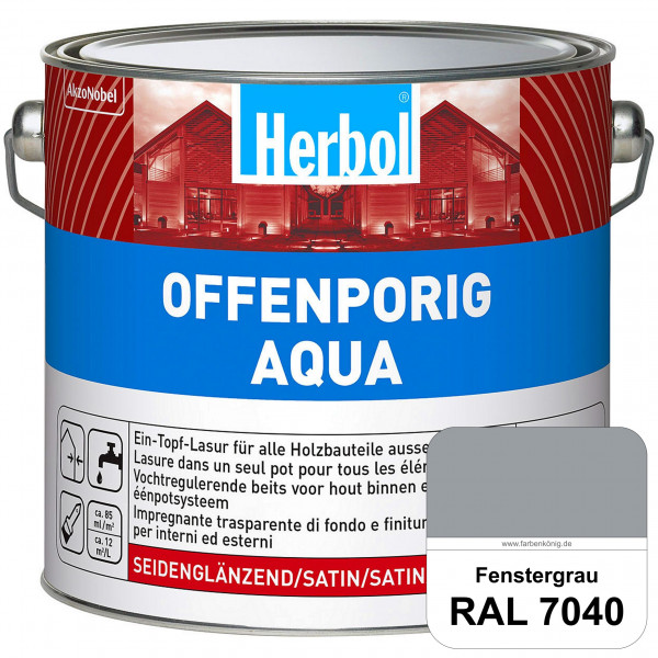 Offenporig Aqua (RAL 7040 Fenstergrau) Wasserverdünnbar & hochwertige Ein-Topf-Holzlasur - Feuchtesc