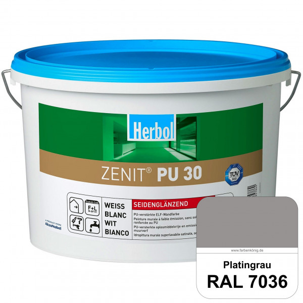 Zenit PU 30 (RAL 7036 Platingrau) seidenglänzende und strapazierfähige PU-Wandfarbe