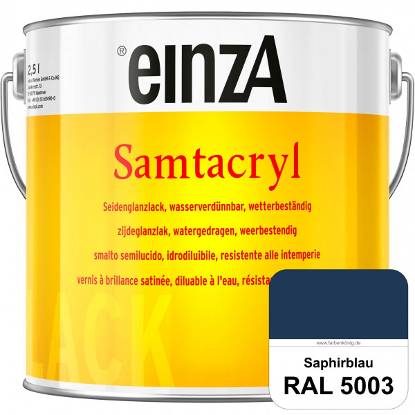 einzA Samtacryl (RAL 5003 Saphirblau) wetterbeständige seidenglänzende Acryl-PU-Lackfarbe