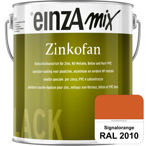 einzA Zinkofan (RAL 2010 Signalorange) Hoch wetterbeständiges "Dickschicht-1-Topf-System"