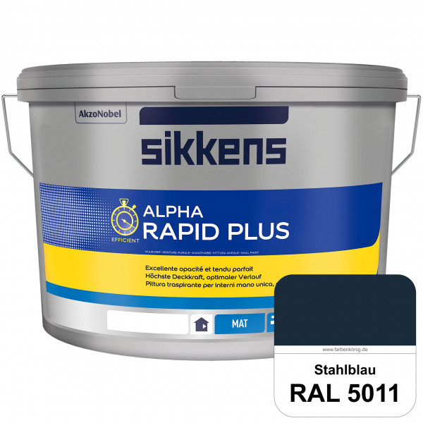Alpha Rapid Plus (RAL 5011 Stahlblau) Hochwertige & stumpfmatte Wandfarbe für mittlere Belastungen