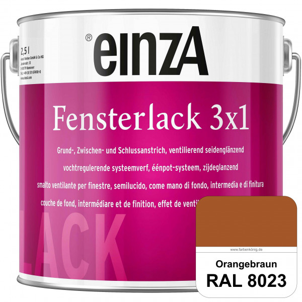einzA Fensterlack 3 x 1 (RAL 8023 Orangebraun) wetterbeständiger & seidenglänzender Fensterlack