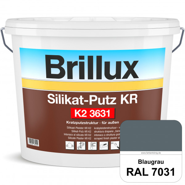 Silikat-Putz KR K2 3631 (RAL 7031 Blaugrau) Dekorativer Kratzputz auf Silikatbasis
