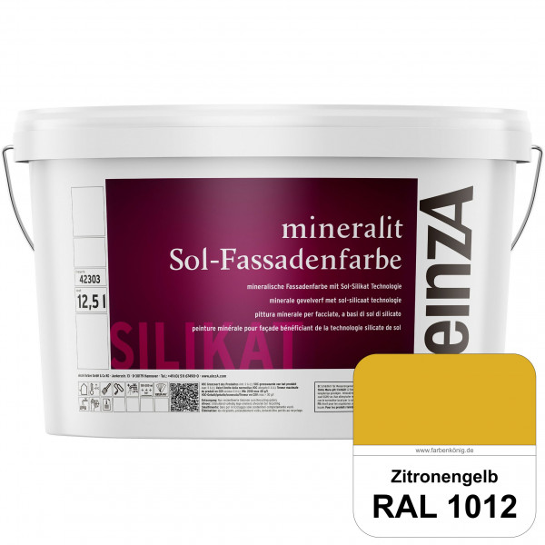 einzA mineralit Sol Fassadenfarbe (RAL 1012 Zitronengelb) mineralische Fassadenfarbe mit Sol-Silikat