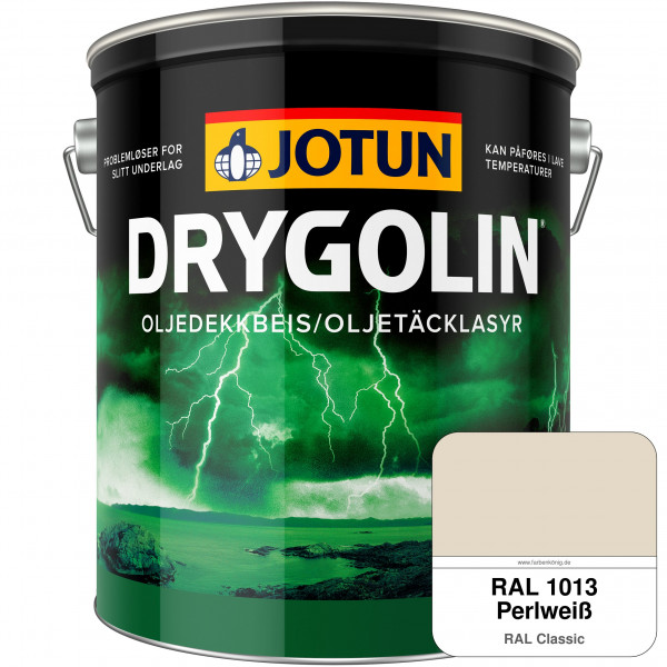 DRYGOLIN Oljedekkbeis - Deckende & wetterbeständige Öllasur für Außen (RAL 1013 Perlweiß)