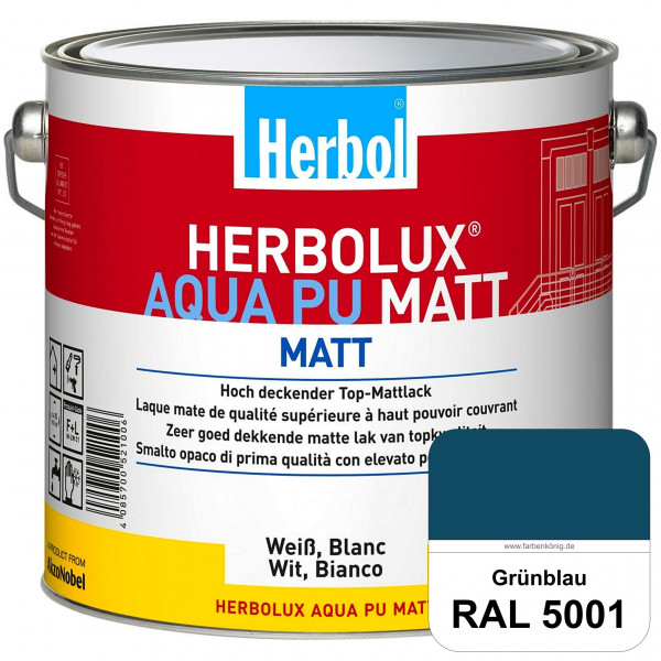 Herbolux Aqua PU Matt (RAL 5001 Grünblau) Top-PU-Mattlack auf Wasserbasis (Innen)