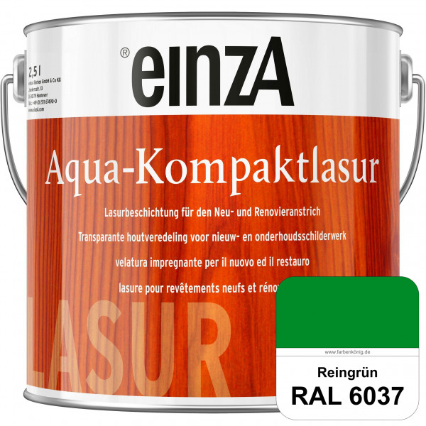 einzA Aqua-Kompaktlasur (RAL 6037 Reingrün) wasserverdünnbare & feuchtigkeitsregulierende Lasurbesch