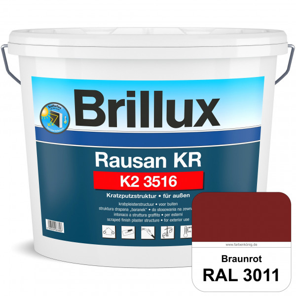 Rausan KR K2 3516 mit Protect (RAL 3011 Braunrot) Organisch gebundener Kratzputz für wetterbeständig