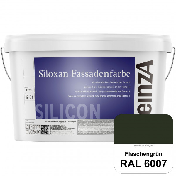 einzA Siloxan Fassadenfarbe (RAL 6007 Flaschengrün) Siliconvergütete Fassadenfarbe