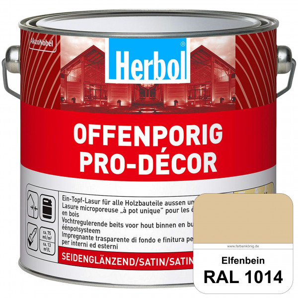Herbol Offenporig Pro-Décor (RAL 1014 Elfenbein) Hochwertige Ein-Topf-Holzlasur mit 2-Phasen-UV-Schu