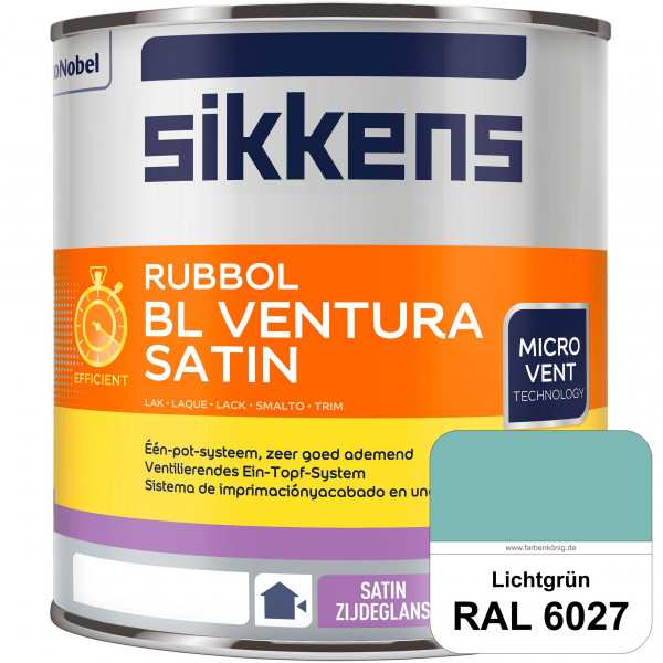 Rubbol BL Ventura Satin (RAL 6027 Lichtgrün) Seidenglanzlack (wasserbasiert) Fenster außen