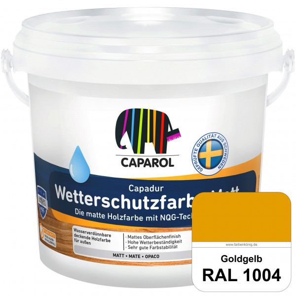 Capadur Wetterschutzfarbe Matt (RAL 1004 Goldgelb) matte Holzfarbe mit NQG-Technologie für außen