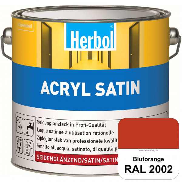 Acryl Satin (RAL 2002 Blutorange) wasserverdünnbarer seidenglänzender Lack (Innen & Außen)