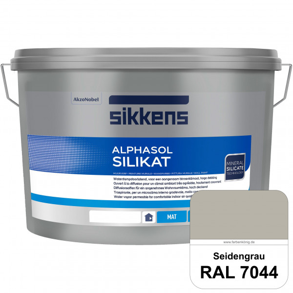 Alphasol Silikat (RAL 7044 Seidengrau) Extrem matte Premium Wandfarbe auf SOL-Silikatbasis