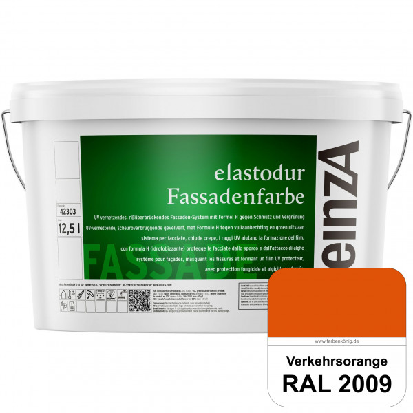 einzA elastodur Fassadenfarbe (RAL 2009 Verkehrsorange) UV-vernetzendes & rissüberbrückendes Fassade