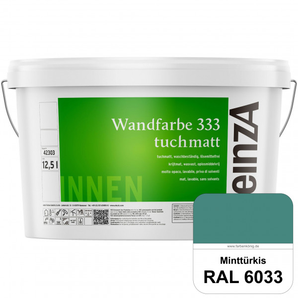 einzA Wandfarbe 333 tuchmatt (RAL 6033 Minttürkis) Hochdeckende, waschbeständige Wandfarbe