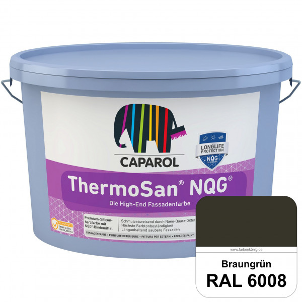 ThermoSan NQG (RAL 6008 Braungrün) schmutzabweisende Siliconharz Fassadenfarbe mit Algen- und Pilzsc