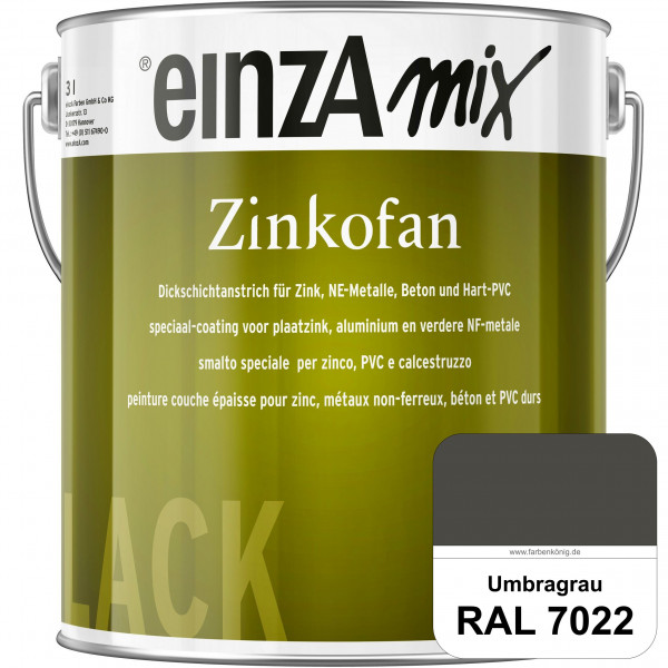 einzA Zinkofan (RAL 7022 Umbragrau) Hoch wetterbeständiges "Dickschicht-1-Topf-System"