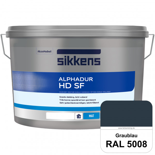 Alphadur HD SF (RAL 5008 Graublau) matte hochdeckende waschbeständige Innenwandfarbe