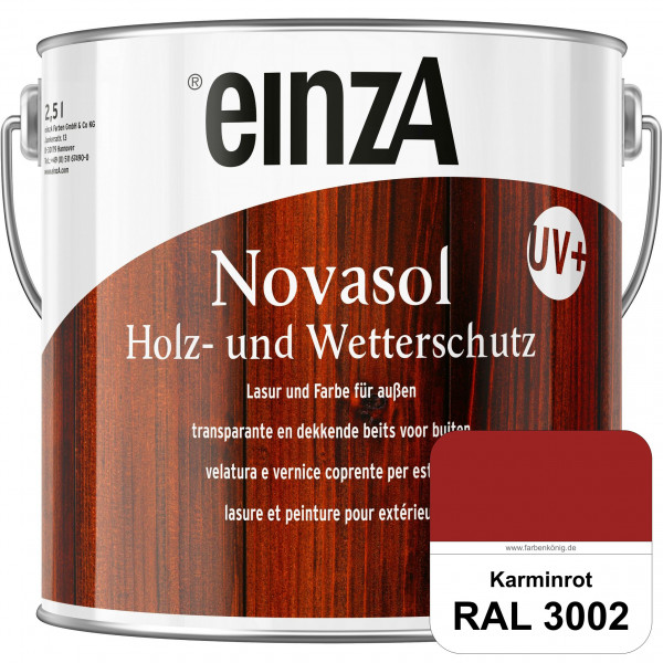einzA Novasol HW Lasur (RAL 3002 Karminrot) Lasierender Wetterschutz für außen