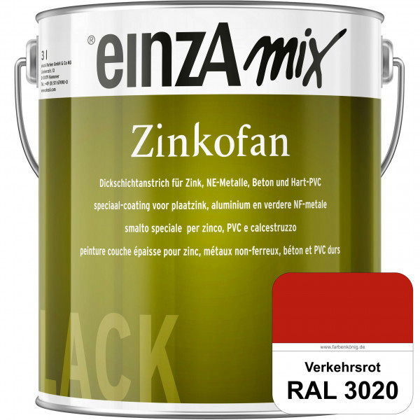 einzA Zinkofan (RAL 3020 Verkehrsrot) Hoch wetterbeständiges "Dickschicht-1-Topf-System"