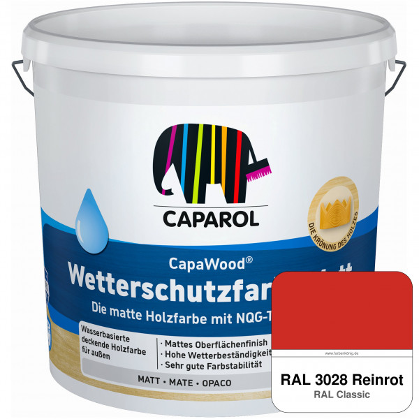 CapaWood® Wetterschutzfarbe Matt (RAL 3028 Reinrot) - ersetzt Capadur Wetterschutzfarbe Matt