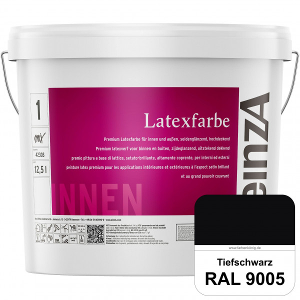 einzA Latexfarbe Premium (B-Ware) - 12,5 Liter (RAL 9005 Tiefschwarz)