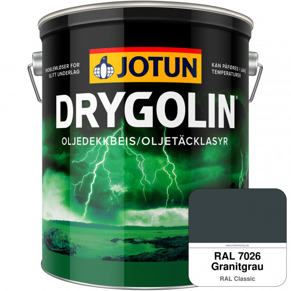 DRYGOLIN Oljedekkbeis - Deckende & wetterbeständige Öllasur für Außen (RAL 7026 Granitgrau)