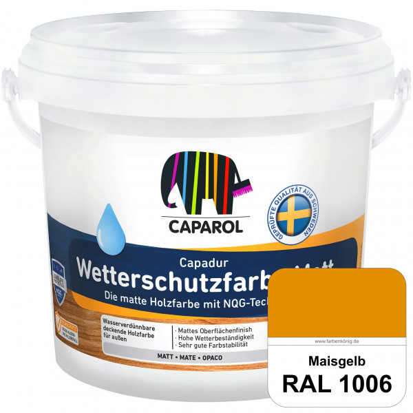 Capadur Wetterschutzfarbe Matt (RAL 1006 Maisgelb) matte Holzfarbe mit NQG-Technologie für außen