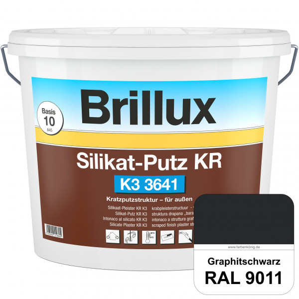 Silikat-Putz KR K3 3641 (RAL 9011 Graphitschwarz) Dekorativer Kratzputz auf Silikatbasis
