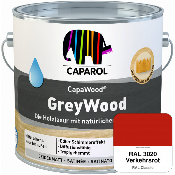 CapaWood® GreyWood (RAL 3020 Verkehrsrot) - ersetzt Capadur GreyWood