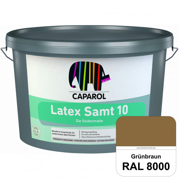 Latex Samt 10 (RAL 8000 Grünbraun) beanspruchbare seidenmatte Latexfarbe (Innen)
