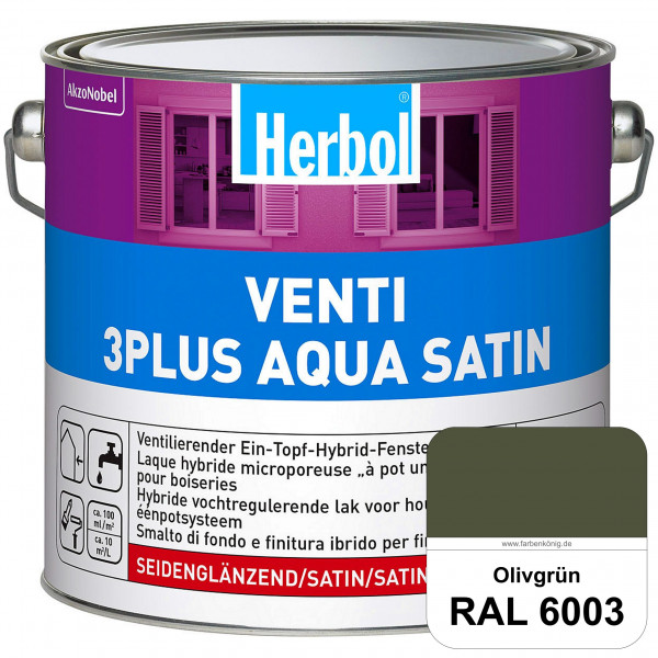 Venti 3Plus Aqua Satin (RAL 6003 Olivgrün) wasserbasierter & feuchtigkeitregulierender Ein-Topf-Fens