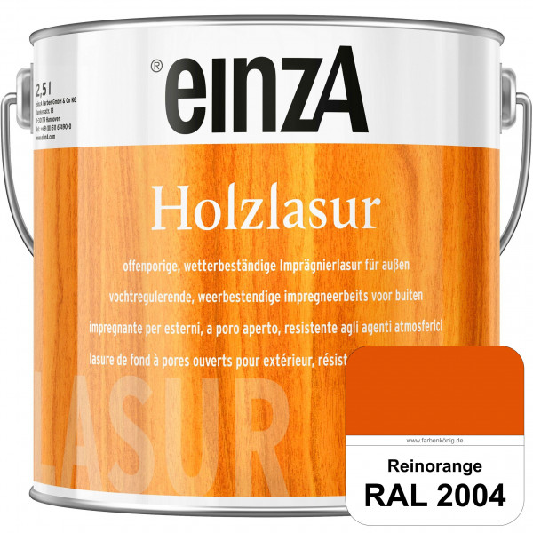 einzA Holzlasur (RAL 2004 Reinorange) Offenporige Imprägnierlasur für Außen-Holzbauteile