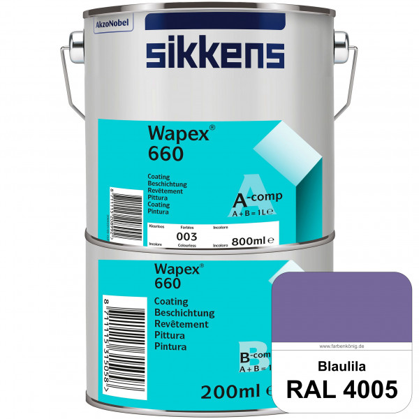 Wapex 660 Set (RAL 4005 Blaulila) seidenglänzende 2K-Epoxidharzlack für Böden & Wände (innen)
