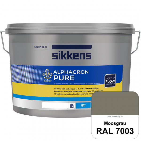 Alphacron Pure (RAL 7003 Moosgrau) Edelmatte & hochertige Premium Wandfarbe für glatte Untergründe.