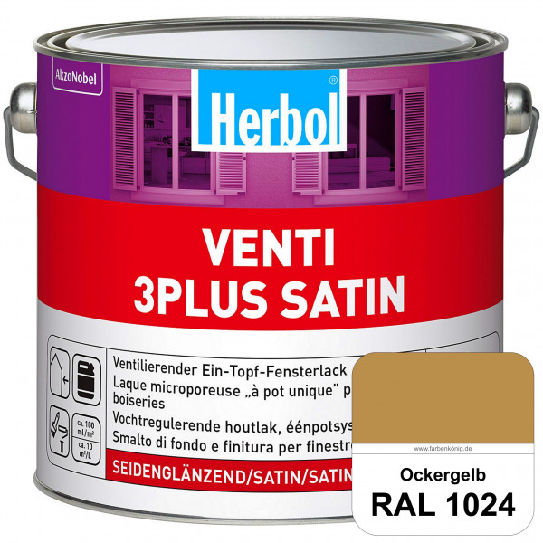 Venti 3Plus Satin (RAL 1024 Ockergelb) feuchtigkeitregulierender & seidenglänzender Ein-Topf-Fenster