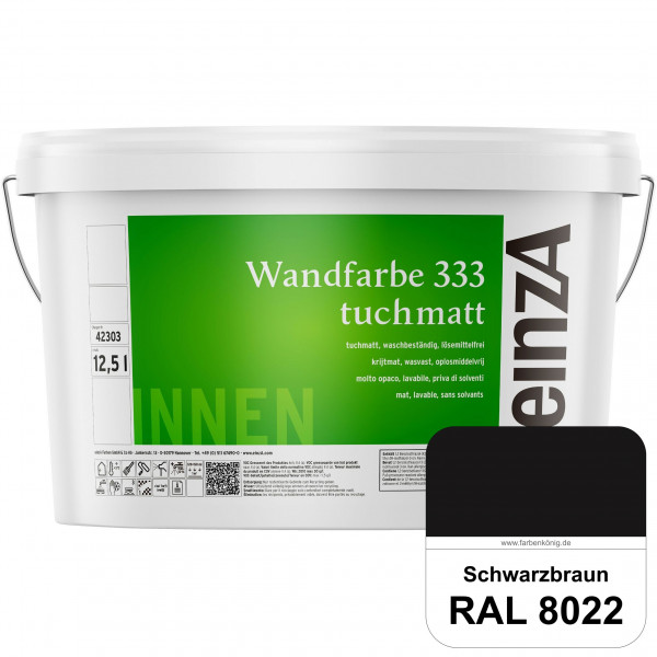 einzA Wandfarbe 333 tuchmatt (RAL 8022 Schwarzbraun) Hochdeckende, waschbeständige Wandfarbe