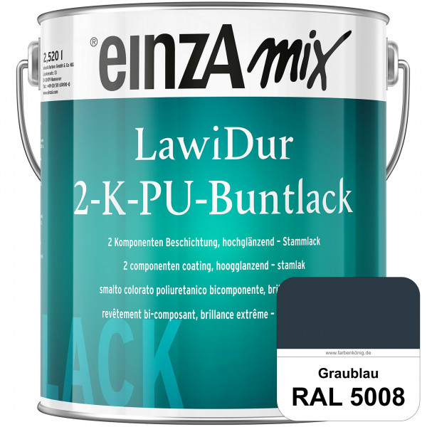 einzA LawiDur 2-K-PU-Buntlack - Hochglanz (RAL 5008 Graublau)