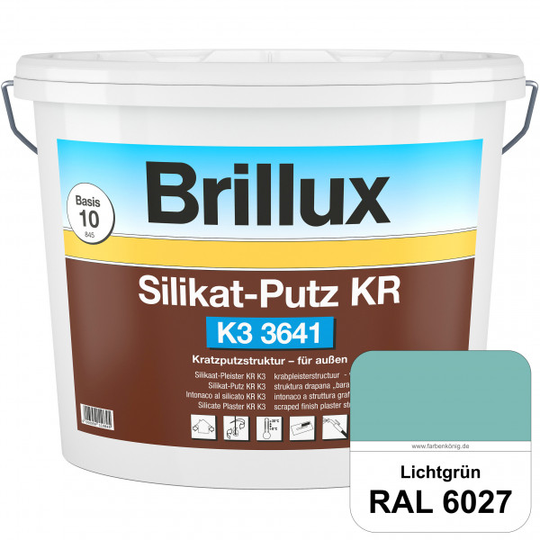 Silikat-Putz KR K3 3641 (RAL 6027 Lichtgrün) Dekorativer Kratzputz auf Silikatbasis