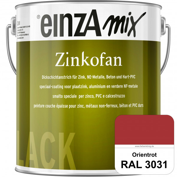 einzA Zinkofan (RAL 3031 Orientrot) Hoch wetterbeständiges "Dickschicht-1-Topf-System"