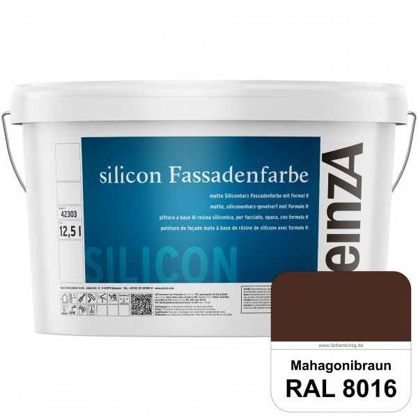 einzA silicon Fassadenfarbe (RAL 8016 Mahagonibraun) Hochwertige Siliconharz-Fassadenfarbe