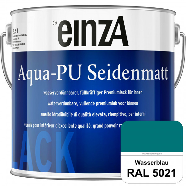 einzA Aqua-PU seidenmatt (RAL 5021 Wasserblau) wasserverdünnbarer Premiumlack für innen